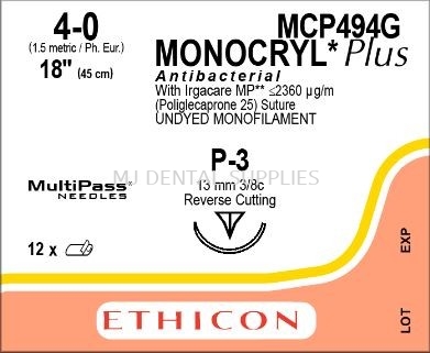 MONOCRYL PLUS 4/0 (ABSORBABLE) , #MCP494G , J&J