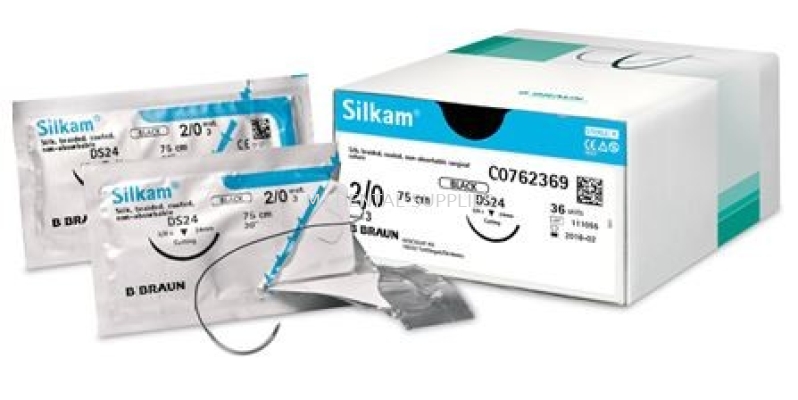 SILKAM BLACK SUTURE 2/0 (NON ABSORBABLE) , #C0762369 , B.BRAUN