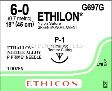 ETHILON SUTURE 6/0 BLACK (NON ABSORBABLE) , #G697G , J&J