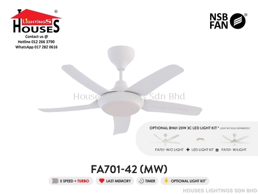 FA701 MATT WH-5B(42") AC-NSB + 20W 3C LED LIGHT KIT