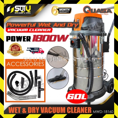 QUASA MWD-18160 60L Wet & Dry Vacuum Cleaner / Vakum 1800W w/ Accessories