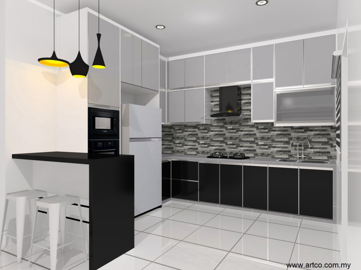 Lukisan Reka Bentuk 3D Kabinet Dapur - Kedah Kedah / Alor Setar / Sungai Petani / Kulim Rekaan 3D Kabinet Dapur Reka Bentuk 3D