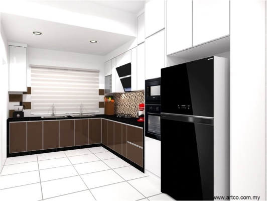 Lukisan Reka Bentuk 3D Kabinet Dapur - Perak