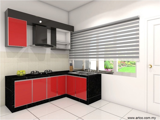 Lukisan Reka Bentuk 3D Kabinet Dapur - Perak