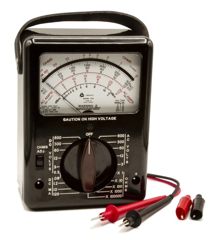 MODEL 630 ANALOG MULTIMETER WITH CHEMICAL RESISTANT GLASS METER WINDOW : 28 RANGES, AC/DC VOLTAGE TO