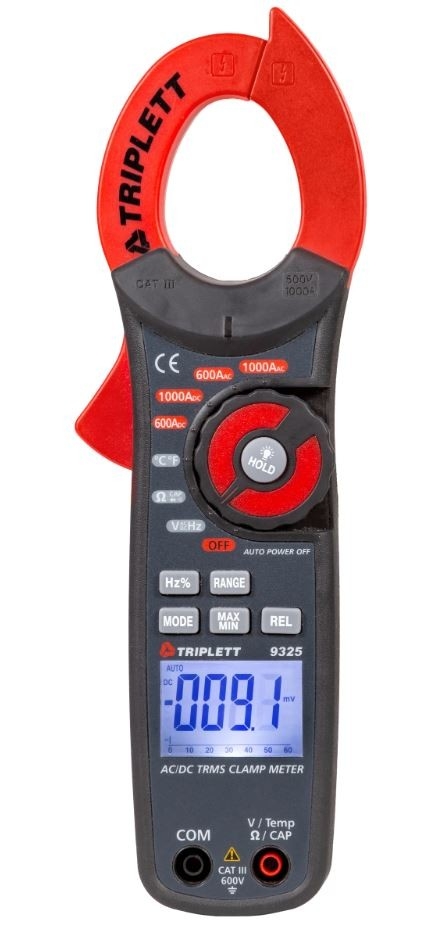 3 &#190; DIGIT 6000 COUNT TRUE RMS 1000A AC/DC CLAMP-ON METER : 28 RANGES, CAT III 600V - (9325)
