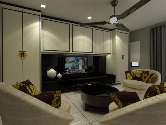 3D Living Hall Design Johor Bahru 