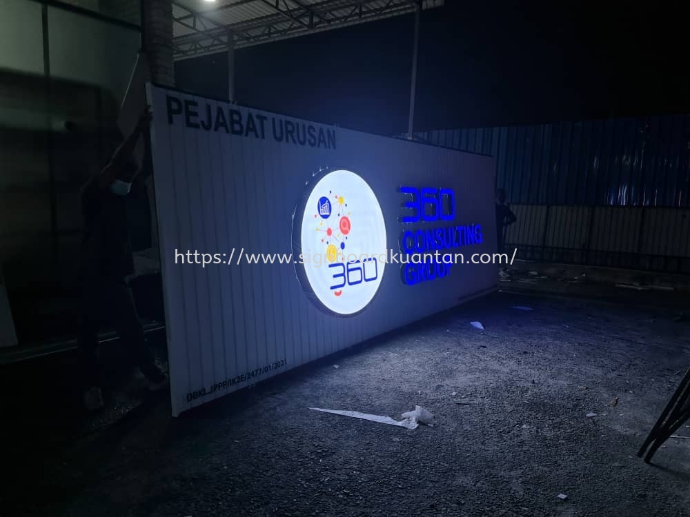 360 CONSULTING GROUP ALUMINIUM PANEL 3D LED BOX UP SIGANGE SIGNBOARD AT KUANTAN BALOK 