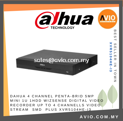 Dahua 4Ch 4 Channel 5MP 5 Megapixel WizSense Analog 1U 1x HDD Bay CCTV DVR Video Recorder CVI TVI AHD IP XVR5104HE-I3