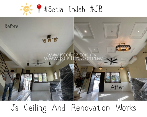 Cornice Ceiling Special Design #Setia Indah #Jb #included Wiring @ led downlight ,Welcome to inquiry about us Tq..