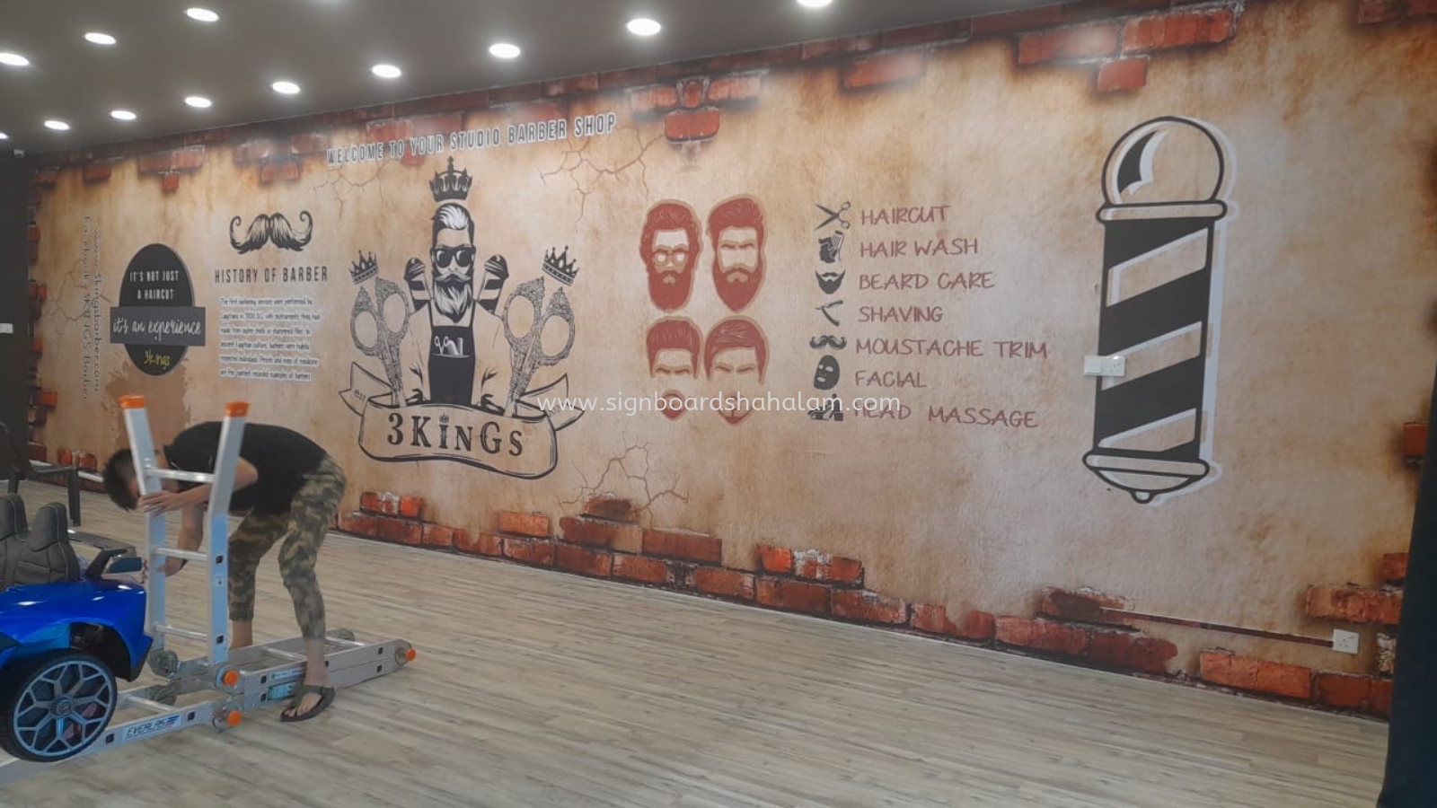 3 Brother Barber SEMENYIK - Wallpaper Sticker Printing 