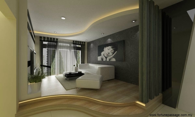 Living Hall & Plaster Ceiling 3D Design Draw