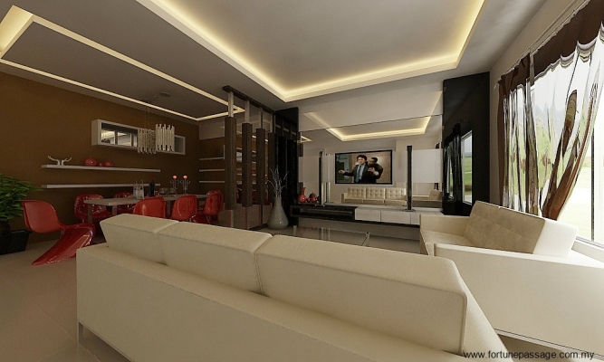 Living Hall & Plaster Ceiling 3D Design Draw