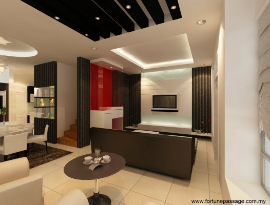 Living Hall & Plaster Ceiling 3D Design Draw