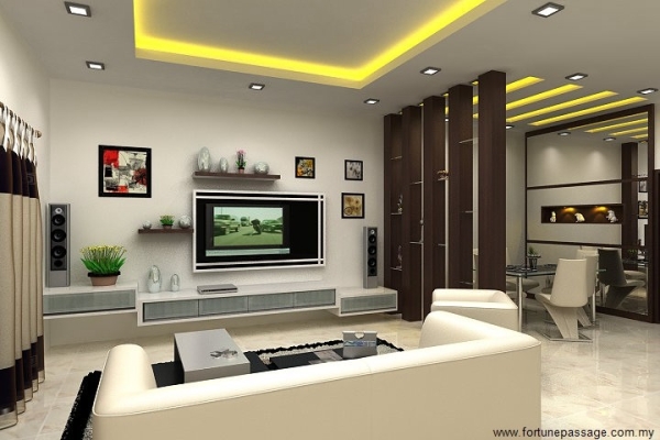 Living Hall & Plaster Ceiling 3D Design Draw