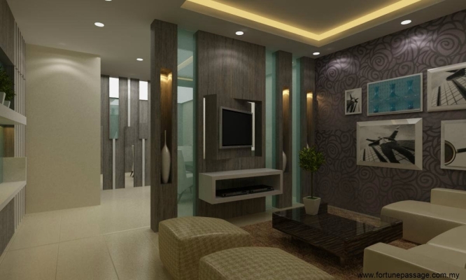 Living Hall & Plaster Ceiling 3D Design Draw