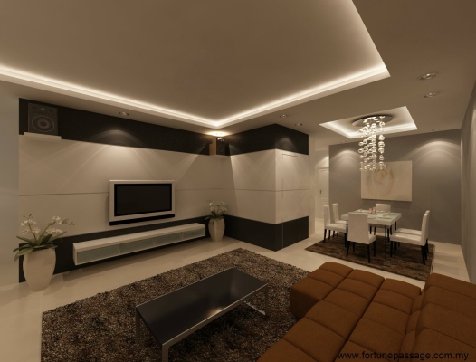 Living Hall & Plaster Ceiling 3D Design Draw