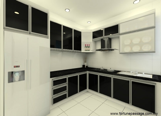 Lukisan Reka Bentuk 3D Kabinet Dapur