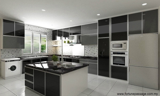 Lukisan Reka Bentuk 3D Kabinet Dapur