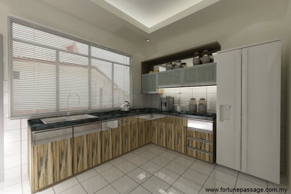 Lukisan Reka Bentuk 3D Kabinet Dapur