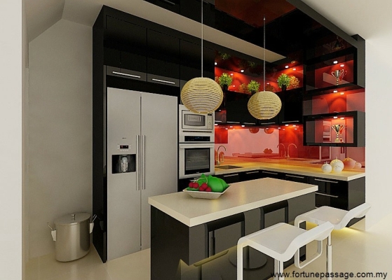 Lukisan Reka Bentuk 3D Kabinet Dapur