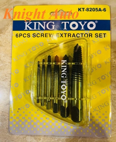 King Toyo KT-8205-6 6pcs Screw Extractor Set 1/2" - 1" , 3mm - 25mm ID34155