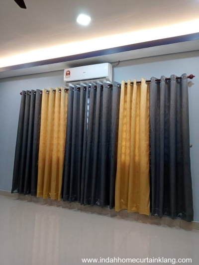 Two Tones Eyelet Curtain Design