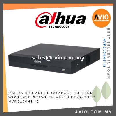 Dahua 4CH 4 Channel 5MP 1U 1x HDD Bay IP Network CCTV Security Video NVR Recorder AI Function Metal Black NVR2104HS-I2