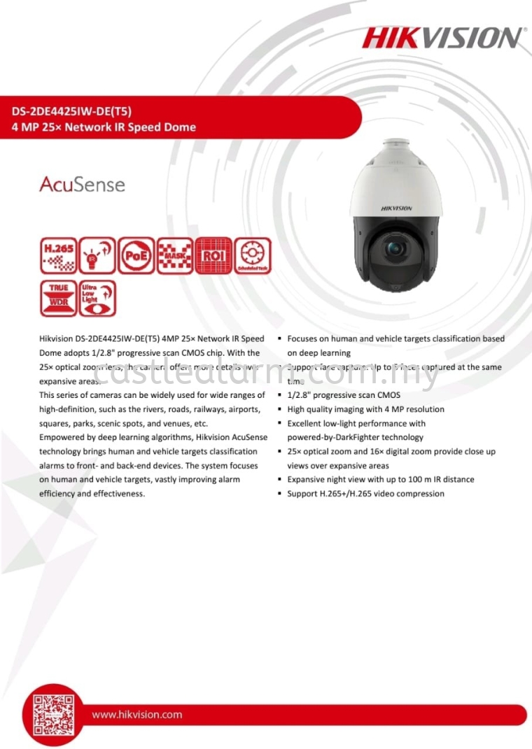 DS-2DE4425IW-DE(T5) - 4MP IR Speed Dome HIK Vision Network IP Camera 