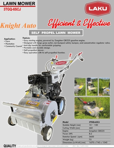 Laku 3TGQ-6SCJ Self Propel Lawn Mower c/w Zongshen GB225 C003