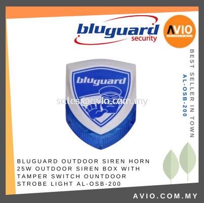 Bluguard Outdoor Siren Set Package All in One Big Blue Color Box Horn 25w with Strobe Light Tamper Switch AL-OSB-200