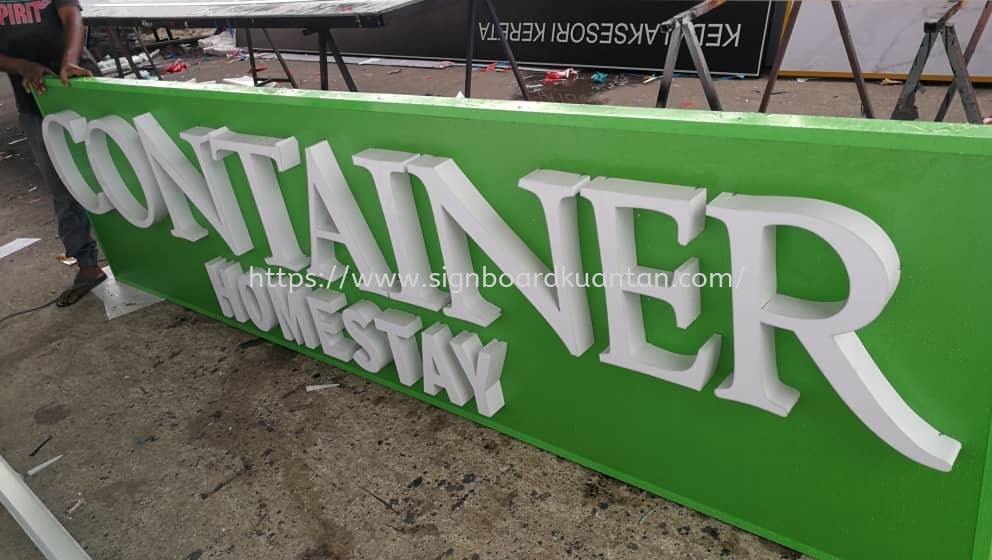 CONTAINER HOMESTAY 3D LED FRONTLIT LETTERING SIGNAGE SIGNBOARD AT KUANTAN AIR PUTIH 