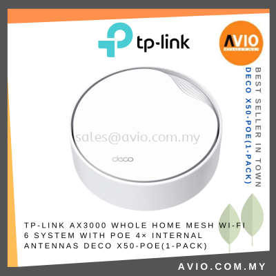 TP-LINK Tplink 1 Unit 2976Mbps AX3000 Home Mesh Wi-Fi Wifi 6 System with PoE 4 Internal Antennas Deco X50-POE(1-pack)