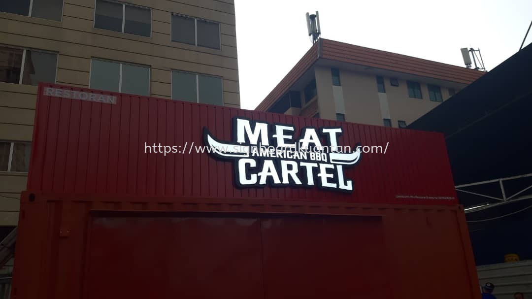 MEAT CARTEL BBQ ALUMINIUM PANEL 3D LED BOXUP SIGNAGE SIGNBOARD AT KUANTAN AIR PUTIH 