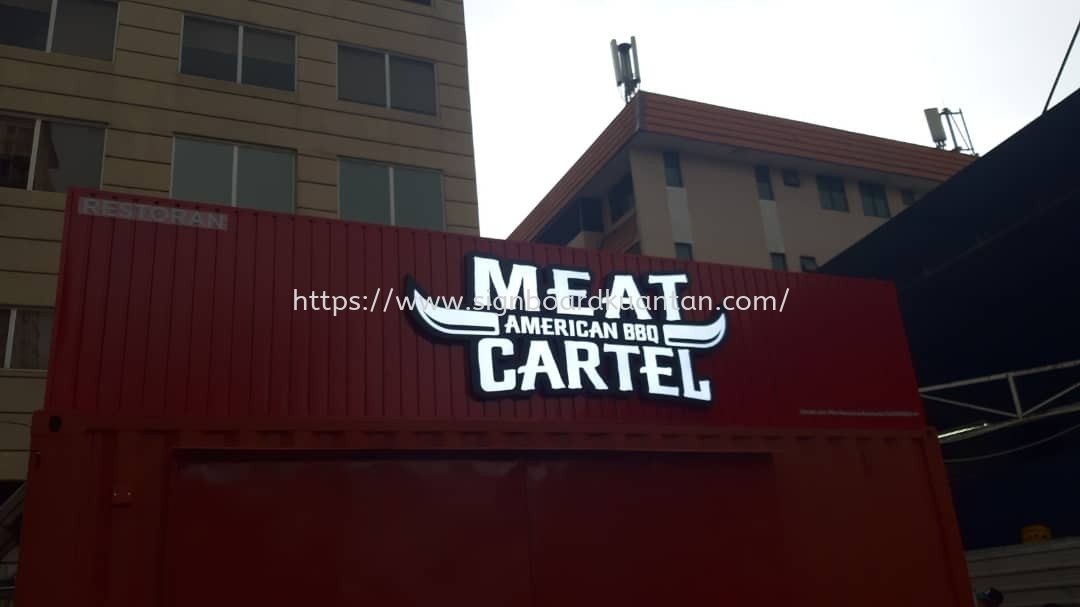 MEAT CARTEL BBQ ALUMINIUM PANEL 3D LED BOXUP SIGNAGE SIGNBOARD AT KUANTAN AIR PUTIH 