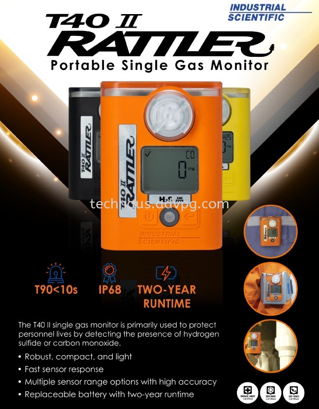 T40 II Rattler Portable Single Gas Monitor