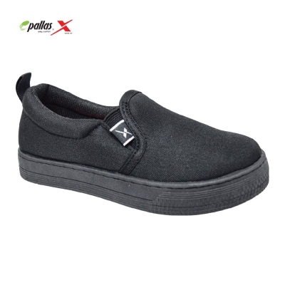 KIDS SLIP ON BLACK SCHOOL SHOES (PX25-024-BK)(AX%)