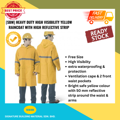 HEAVY DUTY VISIBILITY RAINCOAT WITH HIGH REFLECTIVE STRIP