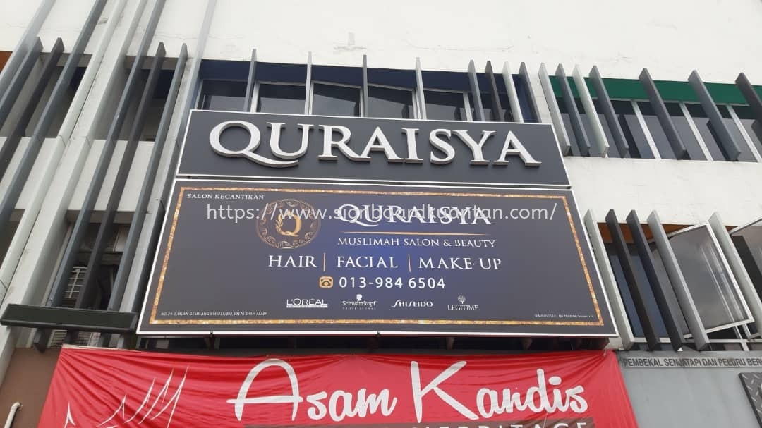 QURAISYA SALON & BEAUTY BILLBOARD SIGNBOARD/OUTDOOR 3D LED FONTLIT SIGNAGE SIGNBOARD AT KUANTAN 