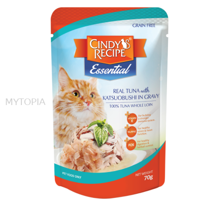 CINDYS ESSENTIAL POUCH TUNA, KATSUOBUSHI GRAVY 70G