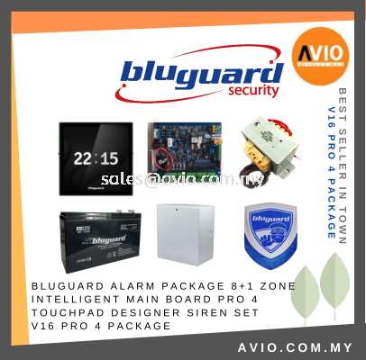 Bluguard Alarm Package 8+1 zone Intelligent Main Board Pro 4 TouchPad Designer Siren Set  V16 PRO 4 PACKAGE