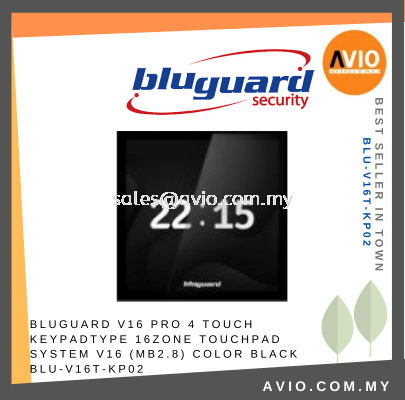 Bluguard Wired Alarm V16PLUS V16+ 16Zone LCD Program Touch Keypad Color Back Light with Black Color Case BLU-V16T-KP02