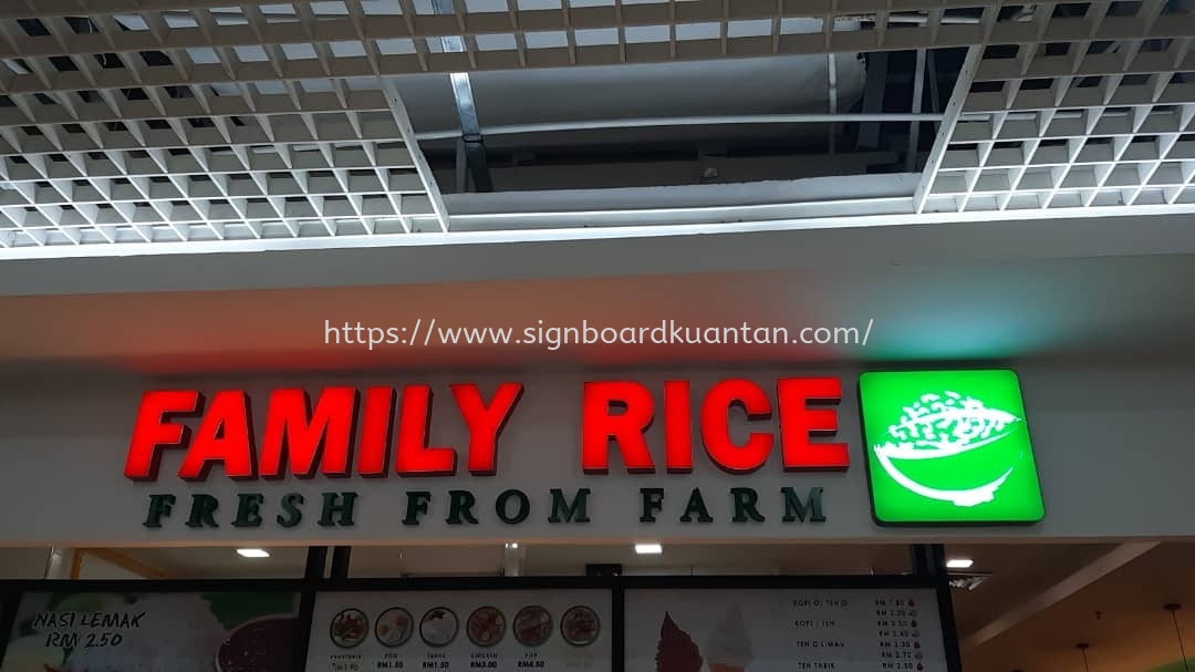 FAMILY RICE INDOOR 3D LED FRONTLIT SIGNAGE AT KUANTAN AIR PUTIH 