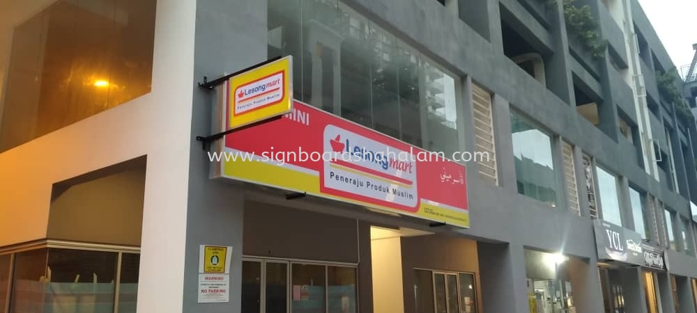 PASAR MINI LESONG MART OUTDOOR LIGHTBOX SIGNAGE & DOUBLE SIDE METAL G.I SIGNAGE 