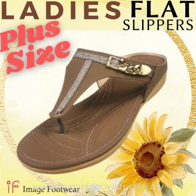 PlusSize Women Flat Slipper- PS-833-6 KHAKI Colour