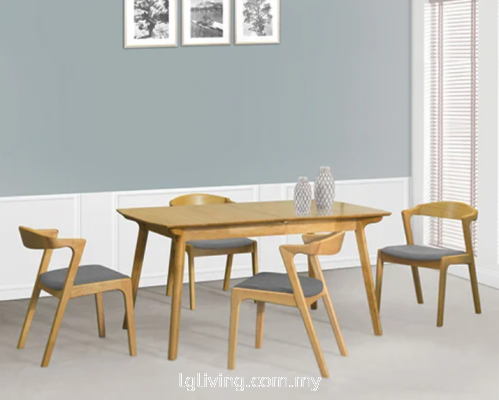 MIA EXTENSION DINING TABLE+HARRY DINING CHAIR(MDT01023+RT580-CHR) 