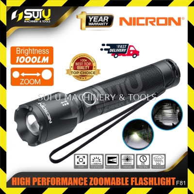 NICRON F81 High Performance Zoomable Flashlight 1000LM