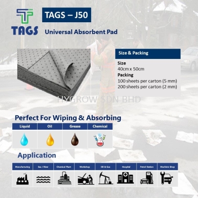 TAGS-J50 Universal Absorbent Pad (Liquid & Oil) 