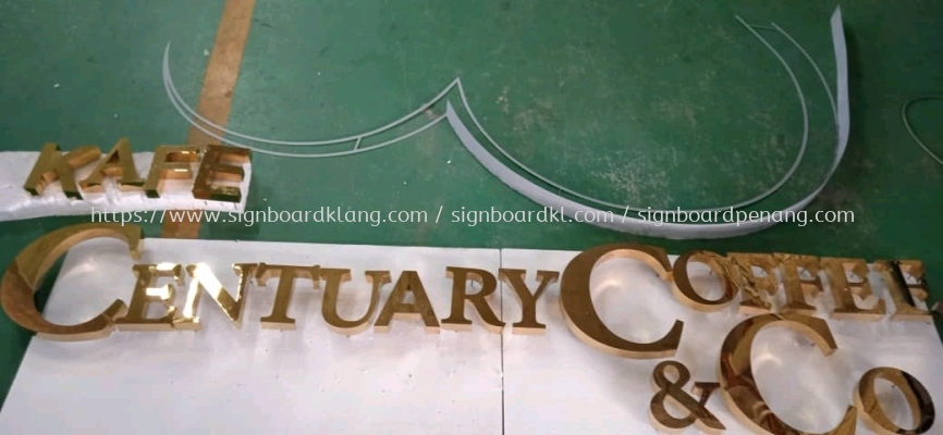 stainless steel gold mirror box up 3d led backlit lettering signage  