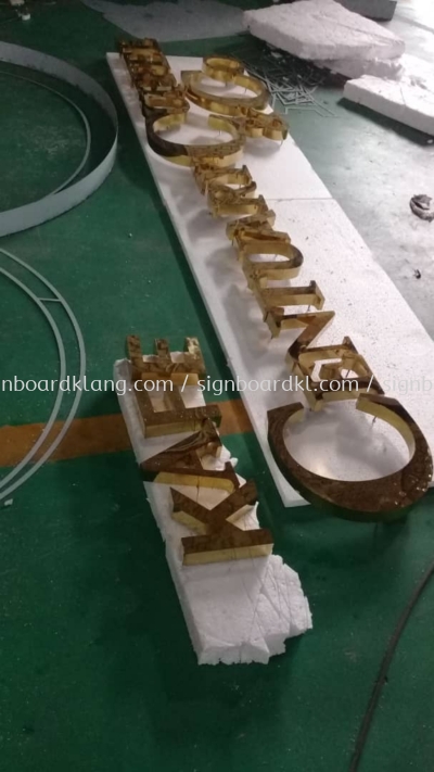 stainless steel gold mirror box up 3d led backlit lettering signage  